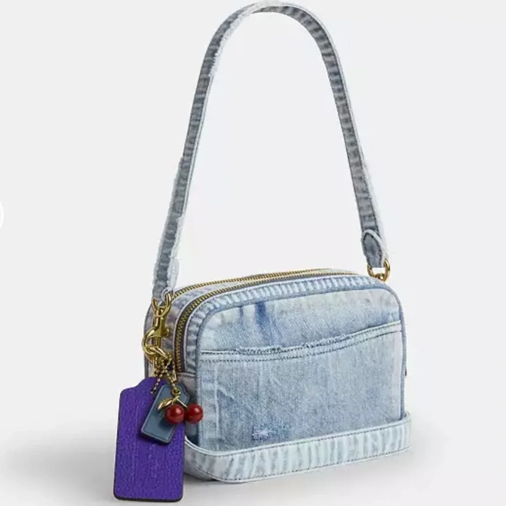 Coach Mini Carey Crossbody Bag In Loved Denim With Charms - Picture 2 of 7